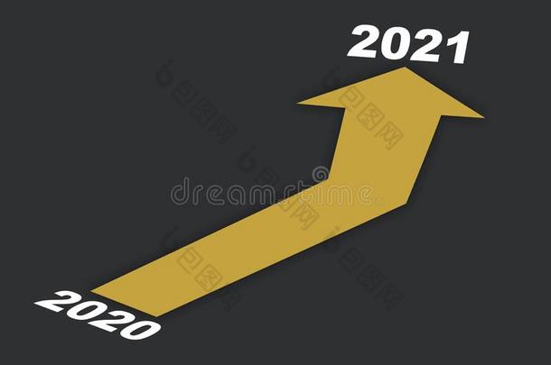 2020向<strong>2021</strong>和num.三黄色的矢向灰色的背景
