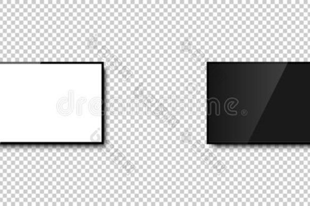 电视电视机和不同的屏幕.白色的和黑的屏幕采用电视.