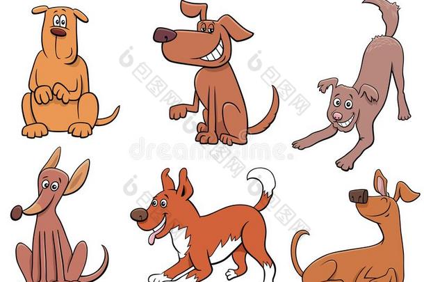 公狗和小狗幸福的动物字符放置
