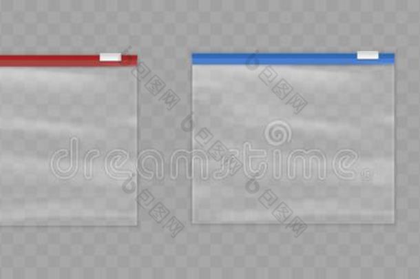 放置塑料制品拉链袋,空的小袋关于红色的,蓝色和白色的拉链pe