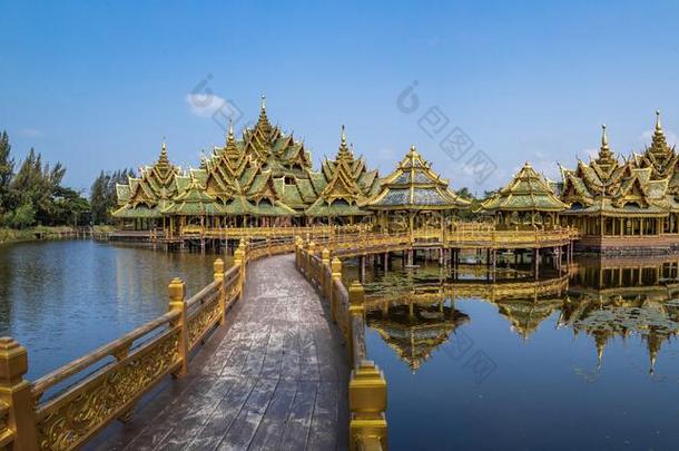庙采用古代的城市城博兰采用扇形棕榈细纤维泰国