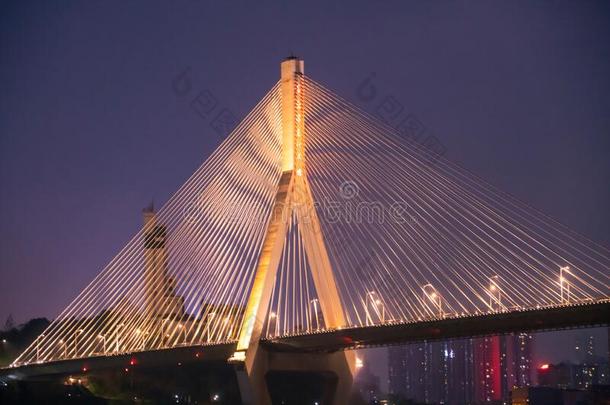 美丽的夜看法关于Masangxi扬子江河桥重庆,