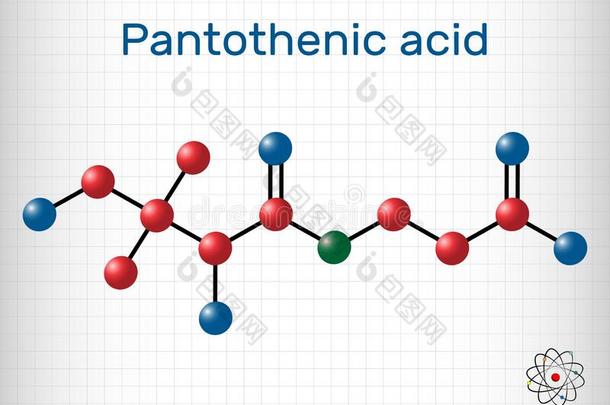 泛酸的酸味的,维生素英语字母表的第2个字母5,泛酸分子.纸关于爸