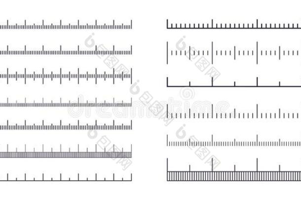 测量规模.尺和计量器,centi计量器或英寸痕迹,线条