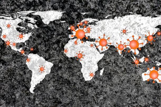 世界地图看法向cor向a病毒地点和浅色漆和草图