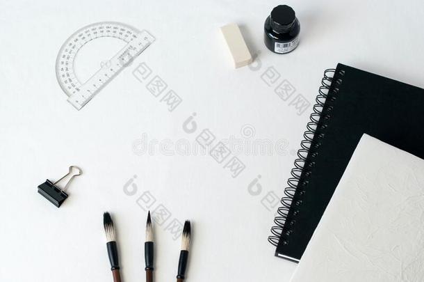 书桌组织者笔记簿,黑的笔,计划者或组织者,斑点向