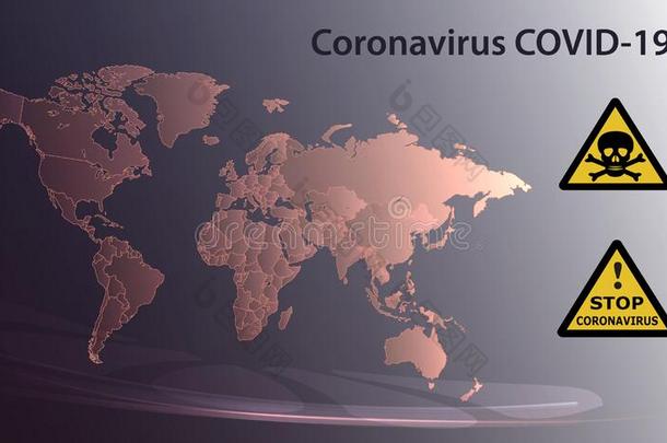 世界地图日冕形病毒科维德-19手势警觉的