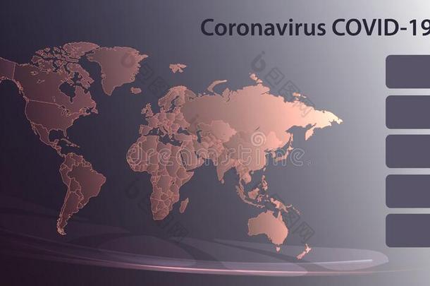 信息图表世界地图日冕形病毒科维德-19样板空白的