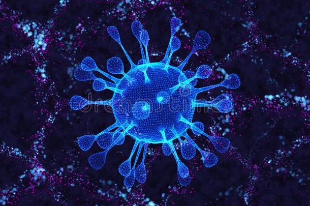 日冕形病毒细胞科维德-19传染的疾病.快的播送