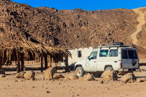 从落下路多功能运动车汽车采用bedou采用村民采用阿拉伯的沙漠在近处哈。