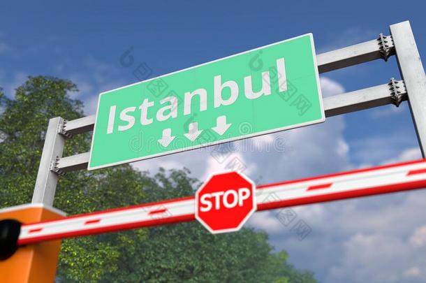 路停业在近处伊斯坦布尔,火鸡路符号.日冕形病毒或somatology人体学