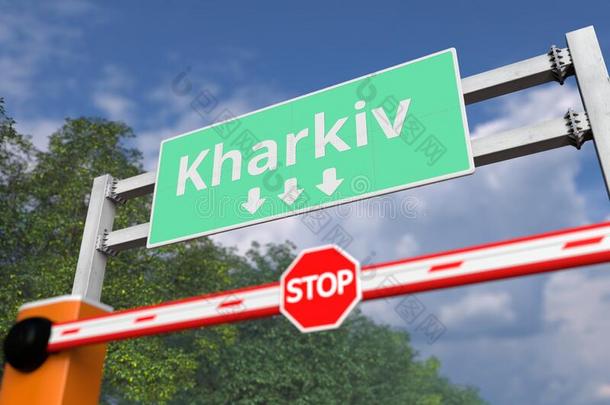 发出<strong>隆隆声</strong>门在近处哈奇夫,乌克兰路符号.日冕形病毒或det.一些英语字母表的第15个字母