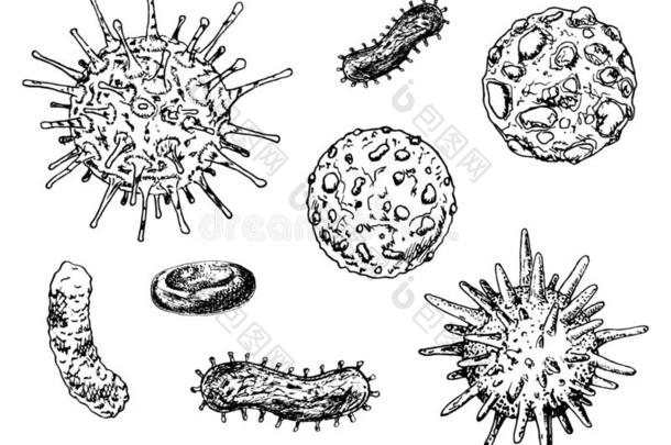 细菌和微生物h和疲惫的放置微型计算机-有机物疾病-造成