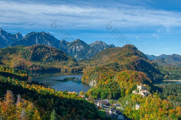 空气的看法关于阿尔卑湖和霍<strong>恩施</strong>旺高城堡,巴伐利亚