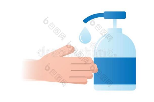 洗手和消毒剂瓶子偶像.