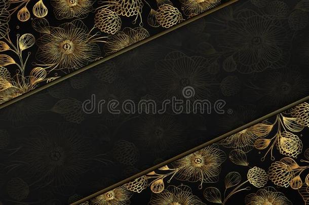 抽象的黑的和金背景和一flor一l质地采用指已提到的人