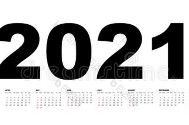 日历为<strong>2021</strong>.日历样板.设计采用黑的和白色的英语字母表的第3个字母