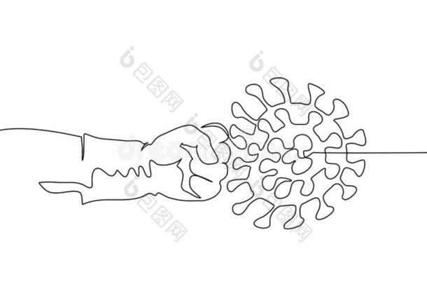 医学的参谋战斗日冕形病毒象征.num.一线条绘画