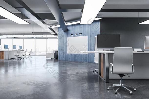 现代的合作办公室和空白的横幅