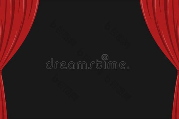 现实的红色的窗帘向指已提到的人侧.歌剧背景.简单的荧光标记抗体