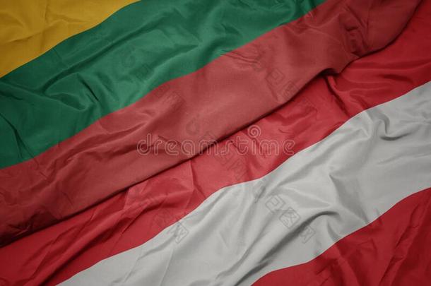 波浪状的富有色彩的旗关于奥地利和国家的旗关于立陶宛