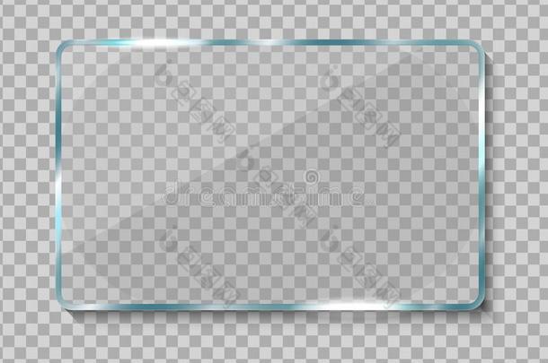 现实的玻璃横幅.清楚的玻璃框架和反映.反射的