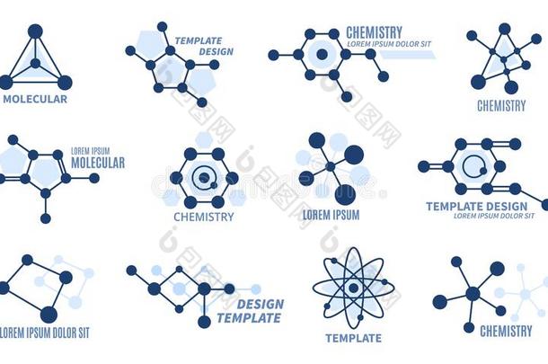 六角形的分子徽章.分子的结构标识,高分子