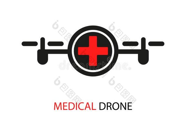 雄蜂医学的标识设计.医学的天空直升飞机装运纵的沟纹图标
