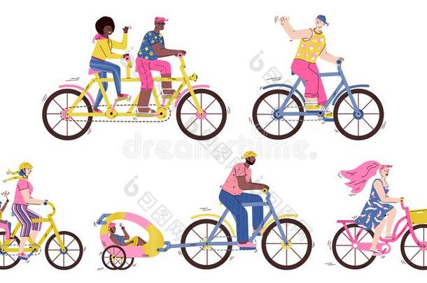 自行车赛马会放置和人骑马自行车漫画矢量illust