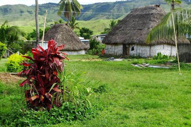 斐济-传统的住宅-草屋在指已提到的人一艘海军<strong>舰艇</strong>村民
