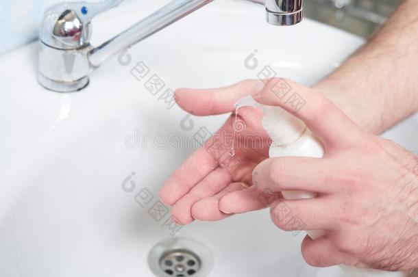 洗手和肥皂.日冕形病毒保护.科维德-2019预防