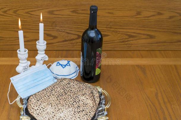 犹太人的假日逾越节横幅设计和葡萄酒,犹太逾越节薄饼和.基帕