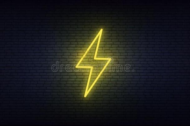 闪电般的螺栓氖.符号关于闪电般的,雷声和电力.