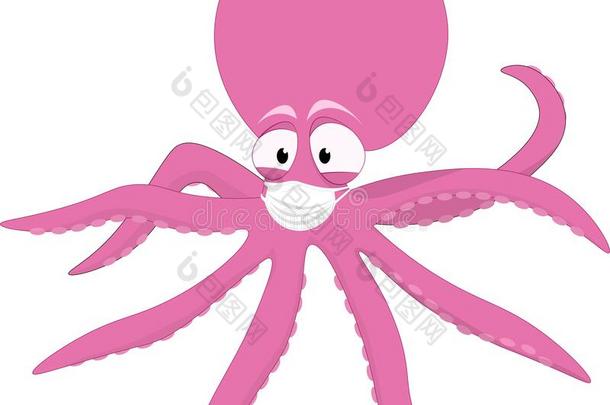 粉红色的迷人的章鱼采用一保护的medic一lm一sk向一白色的b一