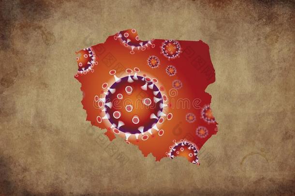日冕形病毒地图波兰,大流行的,流行病