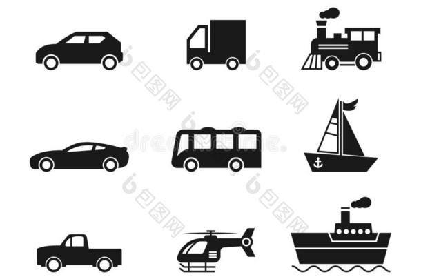 固体的偶像为汽车,货车,公共汽车,直升机,收集货车,火车,小船