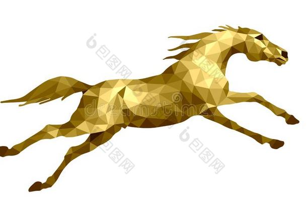 <strong>飞驰</strong>的金色的马隔离的影像采用一低的工艺学校