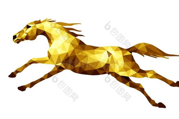 飞驰的金色的马影像采用一低的工艺学校