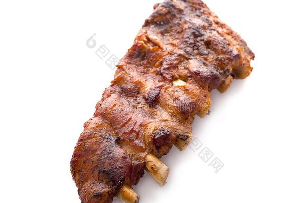 猪肉骨头和barbecue吃烤烧肉的野餐调味汁