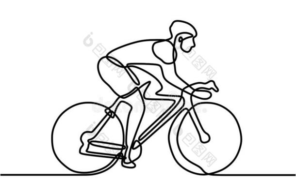 num.一线条绘画或连续的线条艺术关于一自行车运动员.PuertoRico波多黎各