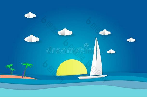 海看法采用夏.白色的快艇sail采用g.夏时间.假期.