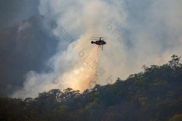 <strong>直升机</strong>倾销水向森林火