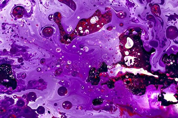 紫罗兰,粉红色的和白色的水彩墨水采用油水.抽象的特尔
