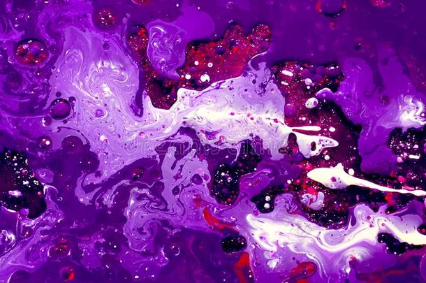 紫罗兰,粉红色的和白色的<strong>水彩墨水</strong>采用油<strong>水</strong>.抽象的特尔