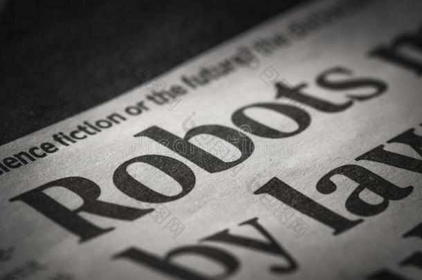 机器人书面的标题报纸隔离的