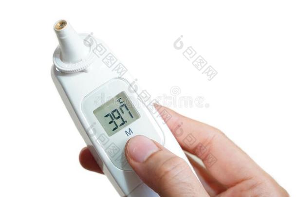 医学的电子的温度计和高的身体温度籼稻