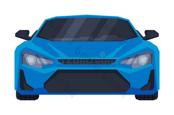 前面看法关于蓝色运动汽车,超级跑车车辆平的矢量图解