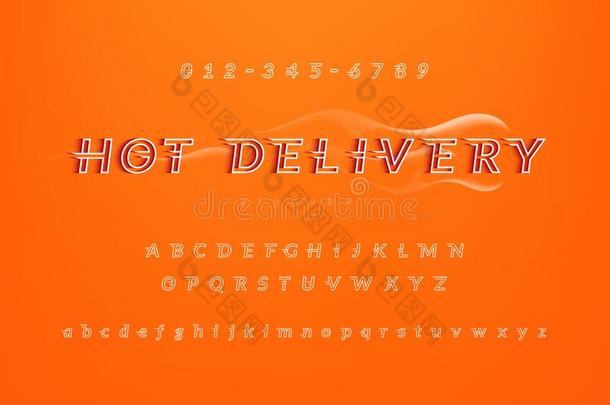 热的传送食物服务主题字母表字体放置