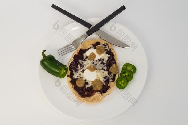 墨西哥人玉米粉圆饼和豆和奶酪