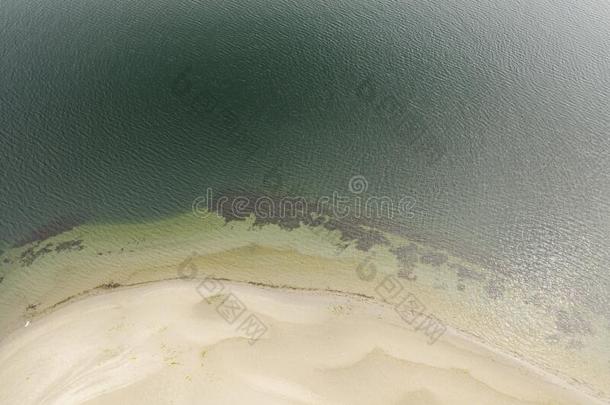 沙和绿色的水顶下空气的在上面看法洋背景